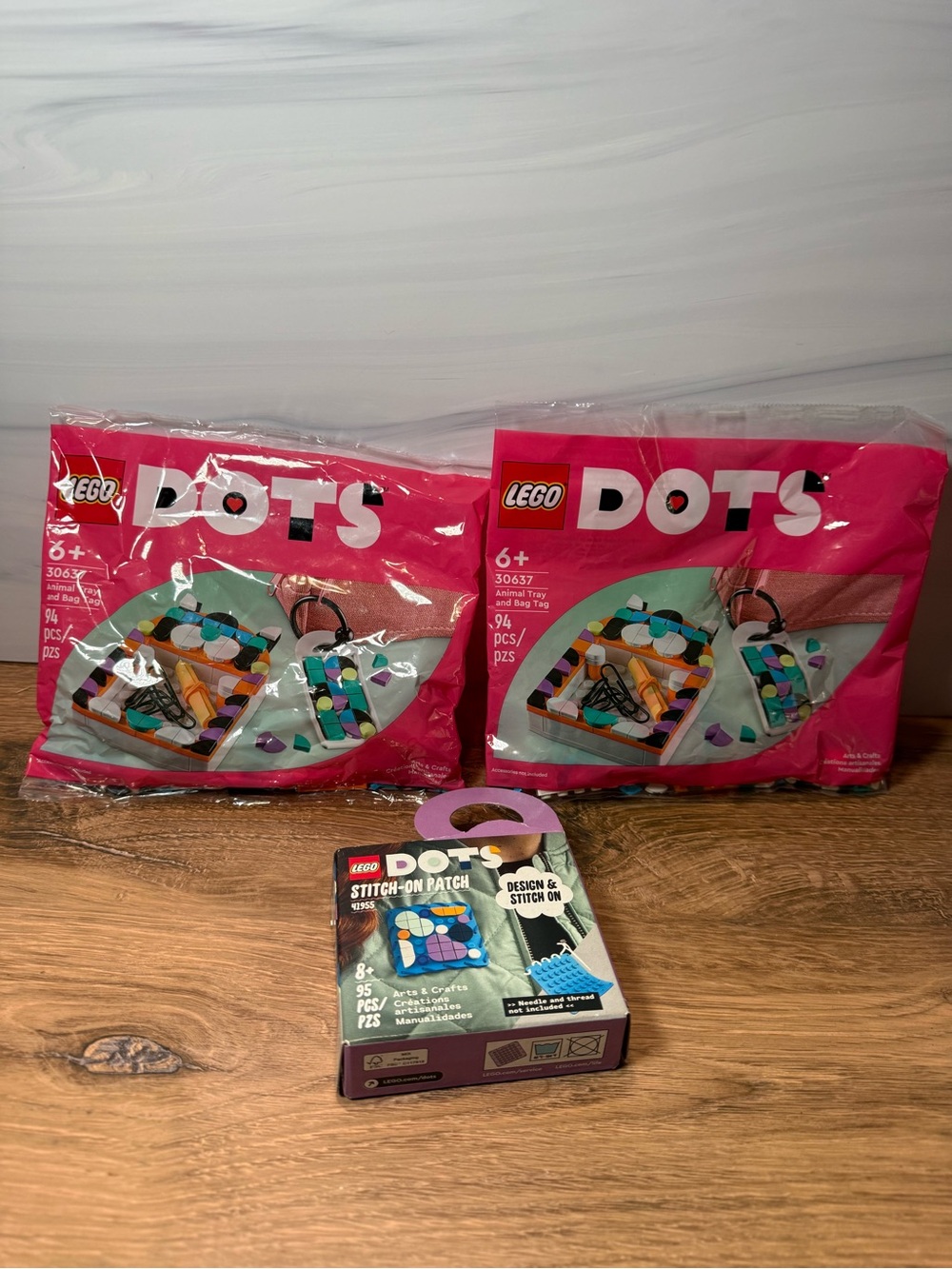LEGO DOTS Bundle 2 Animal Tray Bag Tag 30637 + Stitch-On Patch 41955 New